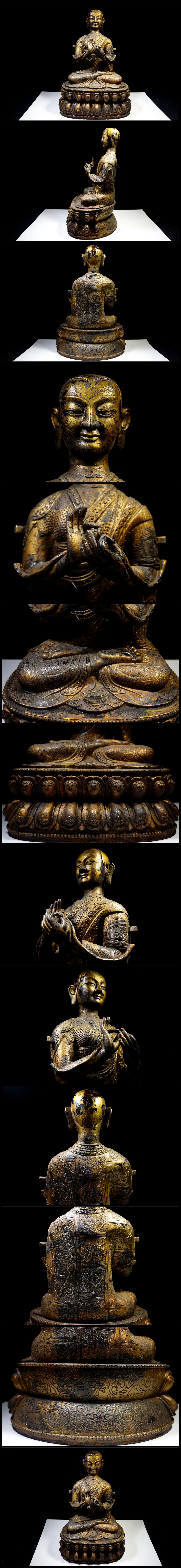 日本激安金銅細工 チベット仏教 大迫力活仏造像高彫 無銘 鎮宅 開運置物 極上質 仏像