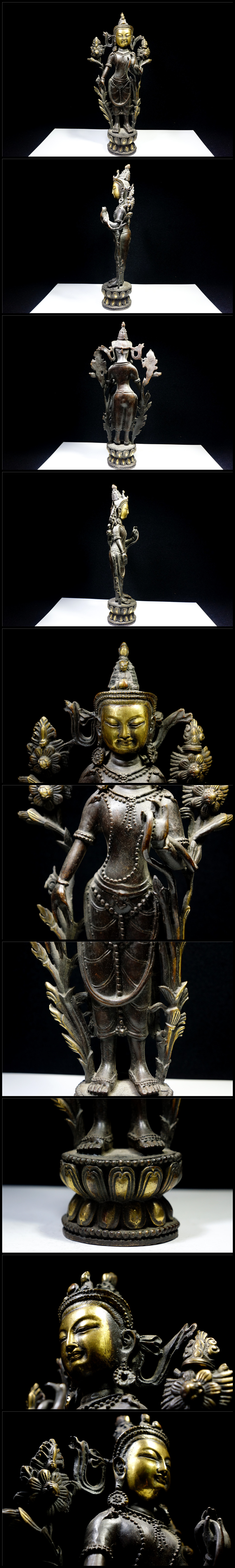最新作大得価銅細工 チベット密教 白多羅菩薩立像高彫 鎮宅開運置物 上質 高さ約33.5cm 仏像