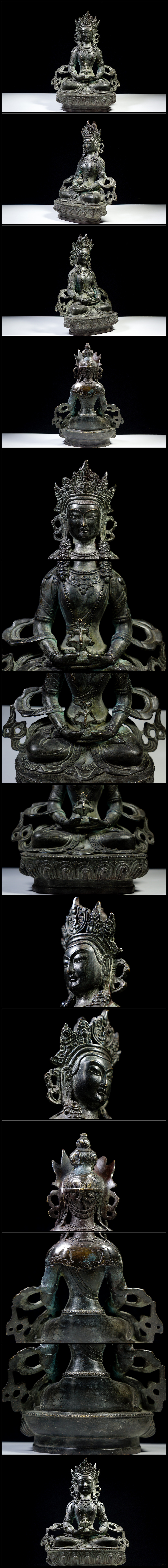 倉庫直送銅細工 チベット密教 無量寿菩薩造像高彫 無銘 鎮宅 開運置物 極上質 仏像